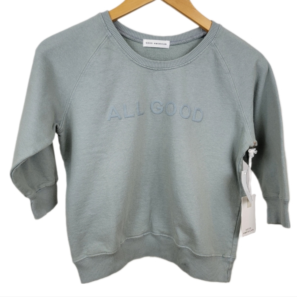 🆕️Good American All Good Kids Crewneck Sweatshirt sz 9/10 **mark